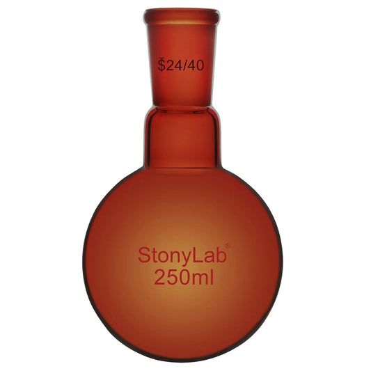 Single Neck Amber Round Bottom Flask with 24/40 Standard Taper Outer Joint, 100-1000 ml Flasks-Round Bottom 250-ml