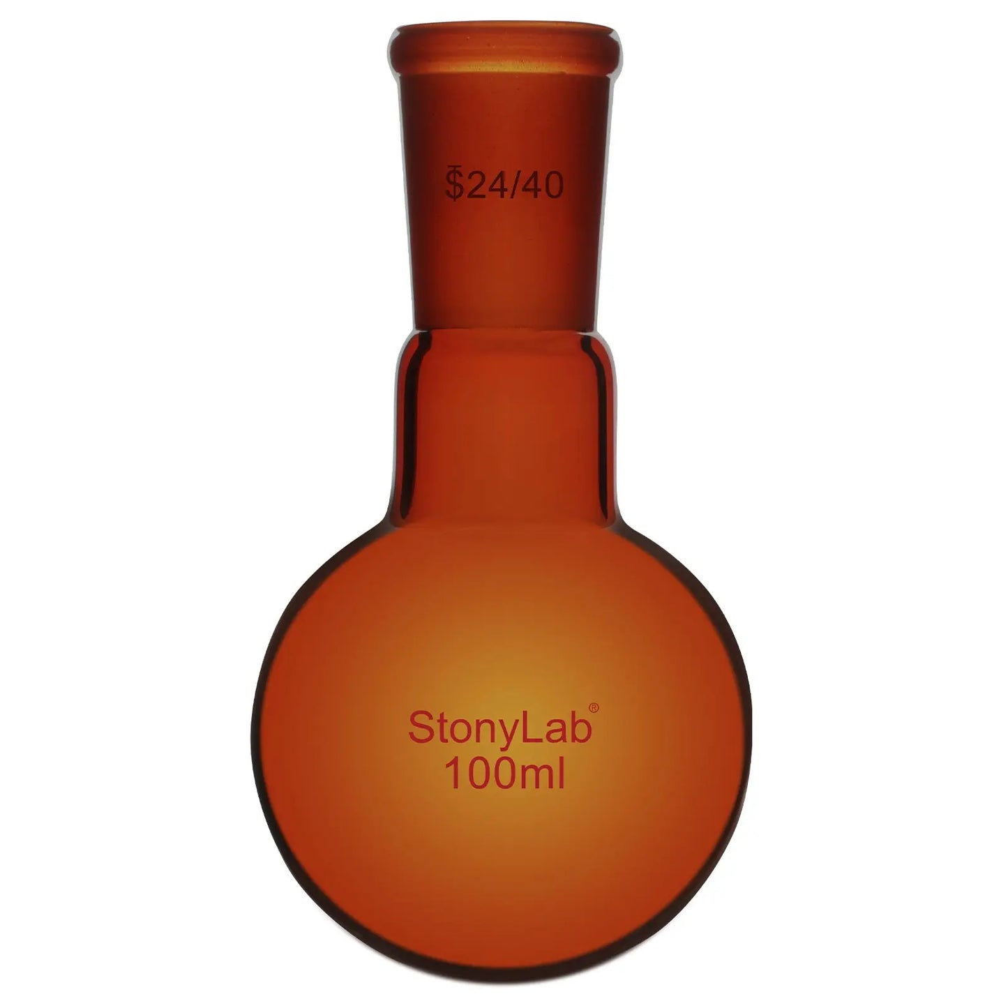 Single Neck Amber Round Bottom Flask with 24/40 Standard Taper Outer Joint, 100-1000 ml Flasks-Round Bottom 100-ml