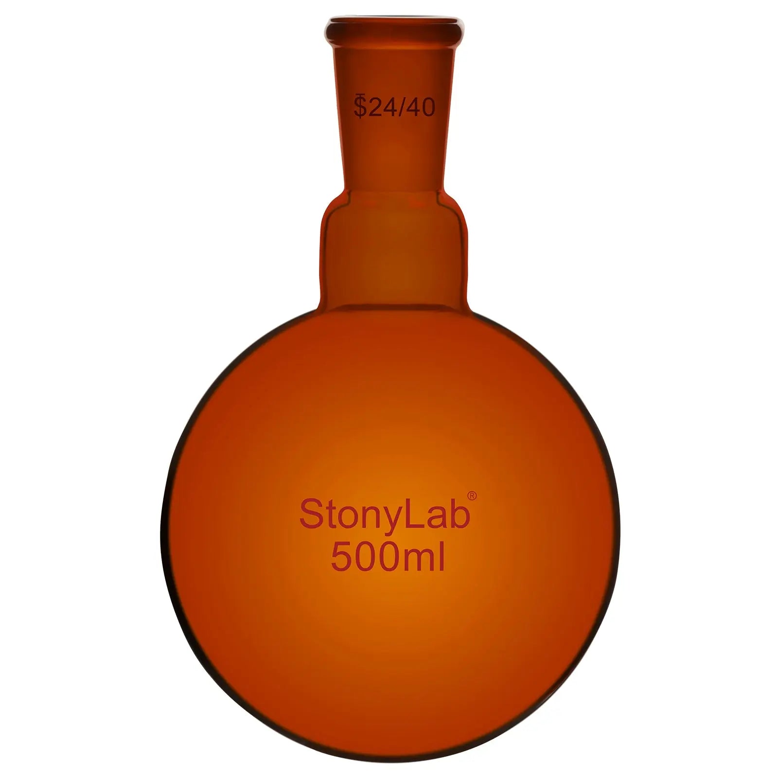 Single Neck Amber Round Bottom Flask with 24/40 Standard Taper Outer Joint, 100-1000 ml Flasks-Round Bottom 500-ml