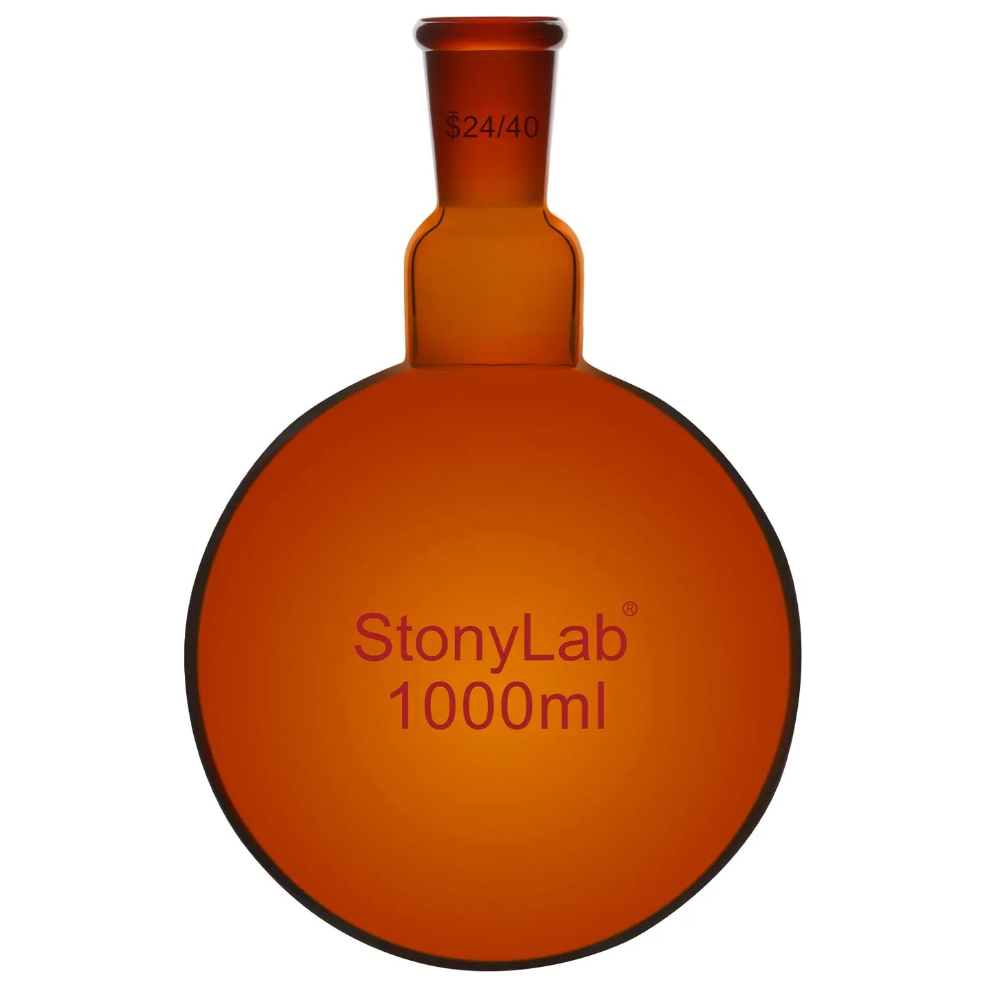 Single Neck Amber Round Bottom Flask with 24/40 Standard Taper Outer Joint, 100-1000 ml Flasks-Round Bottom 1000-ml