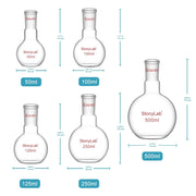 Close-up view showing the precise design and material of StonyLab Single Neck Flat Bottom Flask