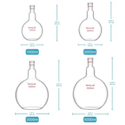 Side view and dimensional layout of the durable StonyLab Single Neck Flat Bottom Flask