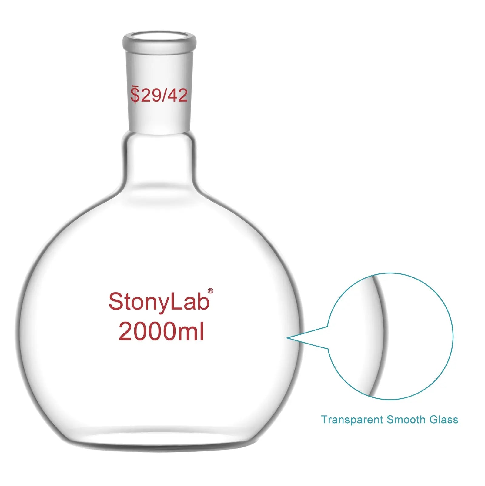 StonyLab Single Neck Flat Bottom Flask heavy duty chemical processing configuration