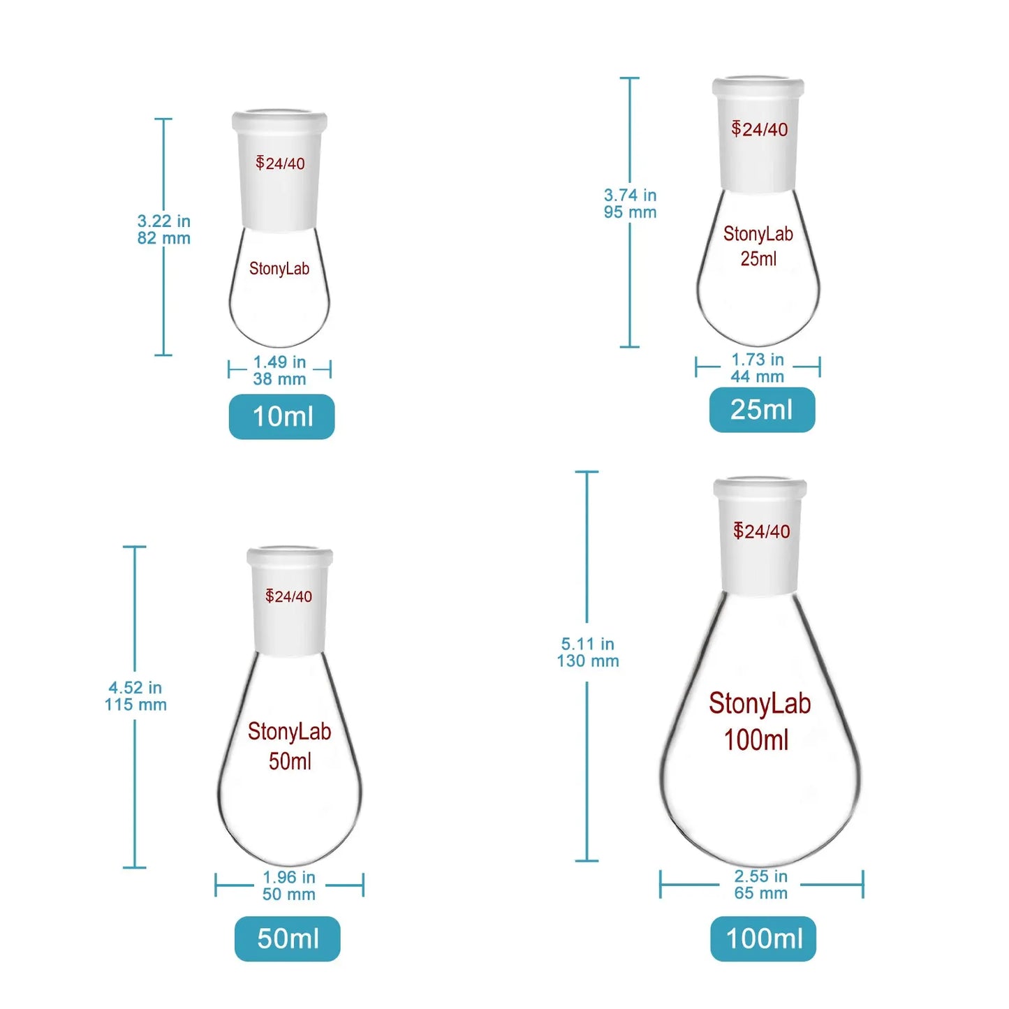 Single Neck Recovery Flask, 10-2000 ml Flasks-Recovery