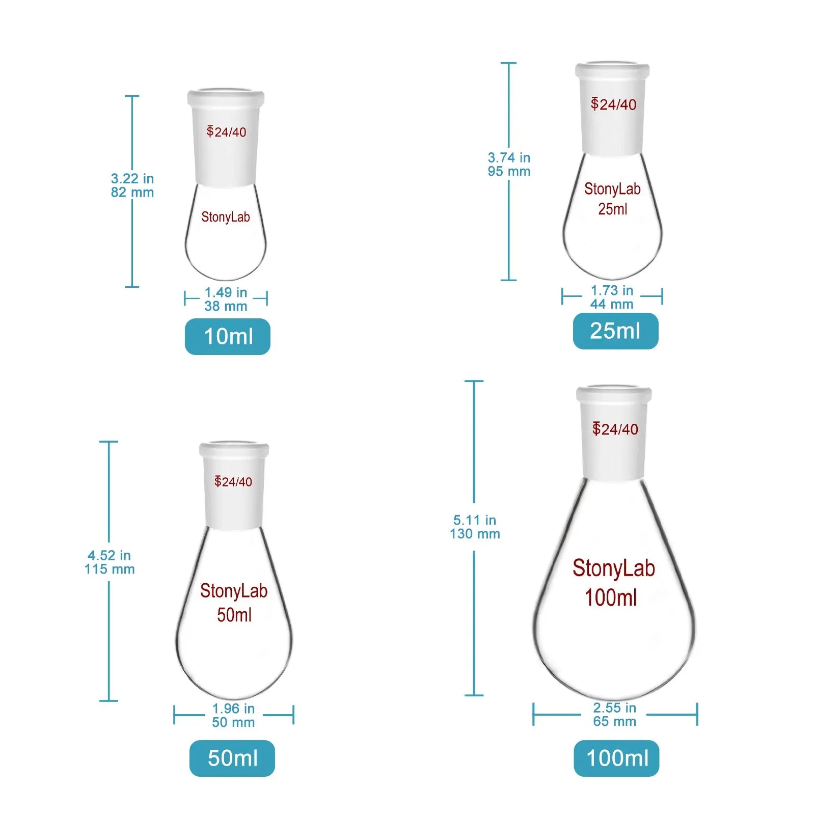 Single Neck Recovery Flask, 10-2000 ml Flasks-Recovery