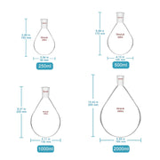 Side view and dimensional layout of the durable StonyLab Single Neck Recovery Flask