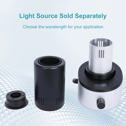 Single-position photoreactor with interchangeable light source, 250–360 nm UV or 365–950 nm Visible-NIR StonyLab