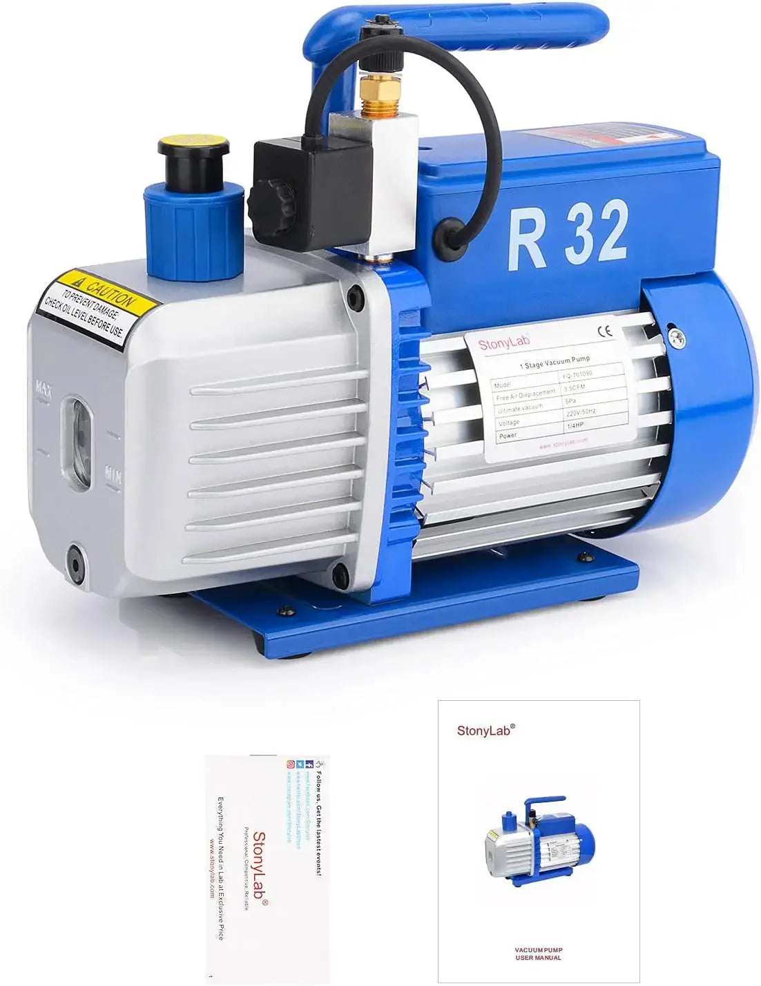 Comprehensive product view and setup components for StonyLab Single-Stage Rotary Vane Vacuum Pump