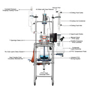 Close-up view showing the precise design and material of StonyLab 10L Jacketed Glass Reactor System for Laboratory Development and Research