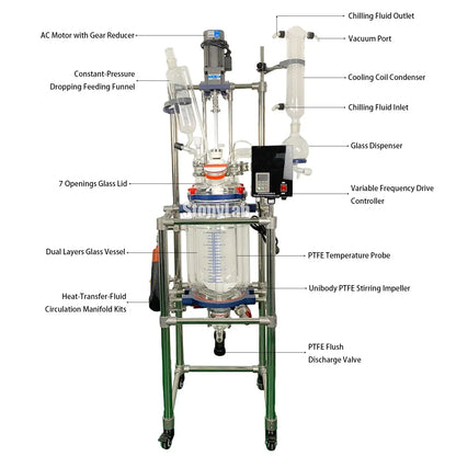 Single or Dual Jacketed Reactor Systems, Glass Reactor 10L - StonyLab Reactors - Glass 