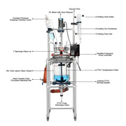Close-up view showing the precise design and material of StonyLab 20L Jacketed Glass Reactor System for Process Development and Pilot Research