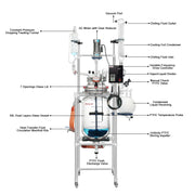 Close-up view showing the precise design and material of StonyLab 50L Jacketed Glass Reactor System for Pilot Plant and Process Development