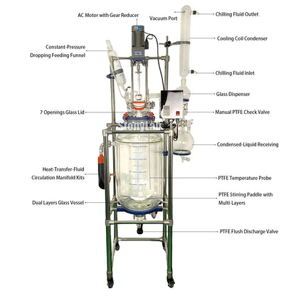 Single or Dual Jacketed Reactor Systems, Glass Reactor 50L - StonyLab Reactors - Glass 