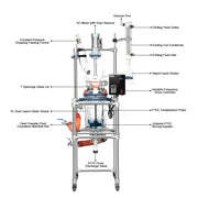 Close-up view showing the precise design and material of StonyLab 5L Jacketed Glass Reactor System for Laboratory Research and Chemical Synthesis