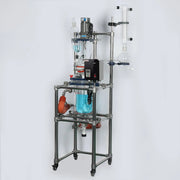 Side view and dimensional layout of the durable StonyLab 5L Jacketed Glass Reactor System for Laboratory Research and Chemical Synthesis