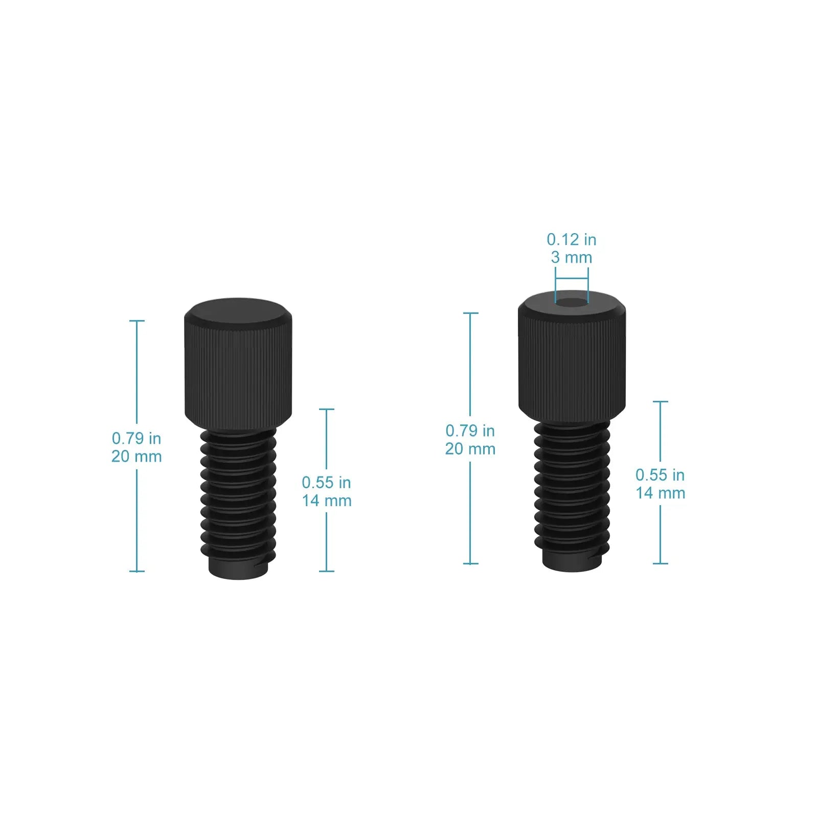 Side view and dimensional layout of the durable StonyLab Small Hole Gas Knob