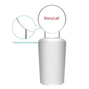 Side view and dimensional layout of the durable StonyLab Glass Stoppers