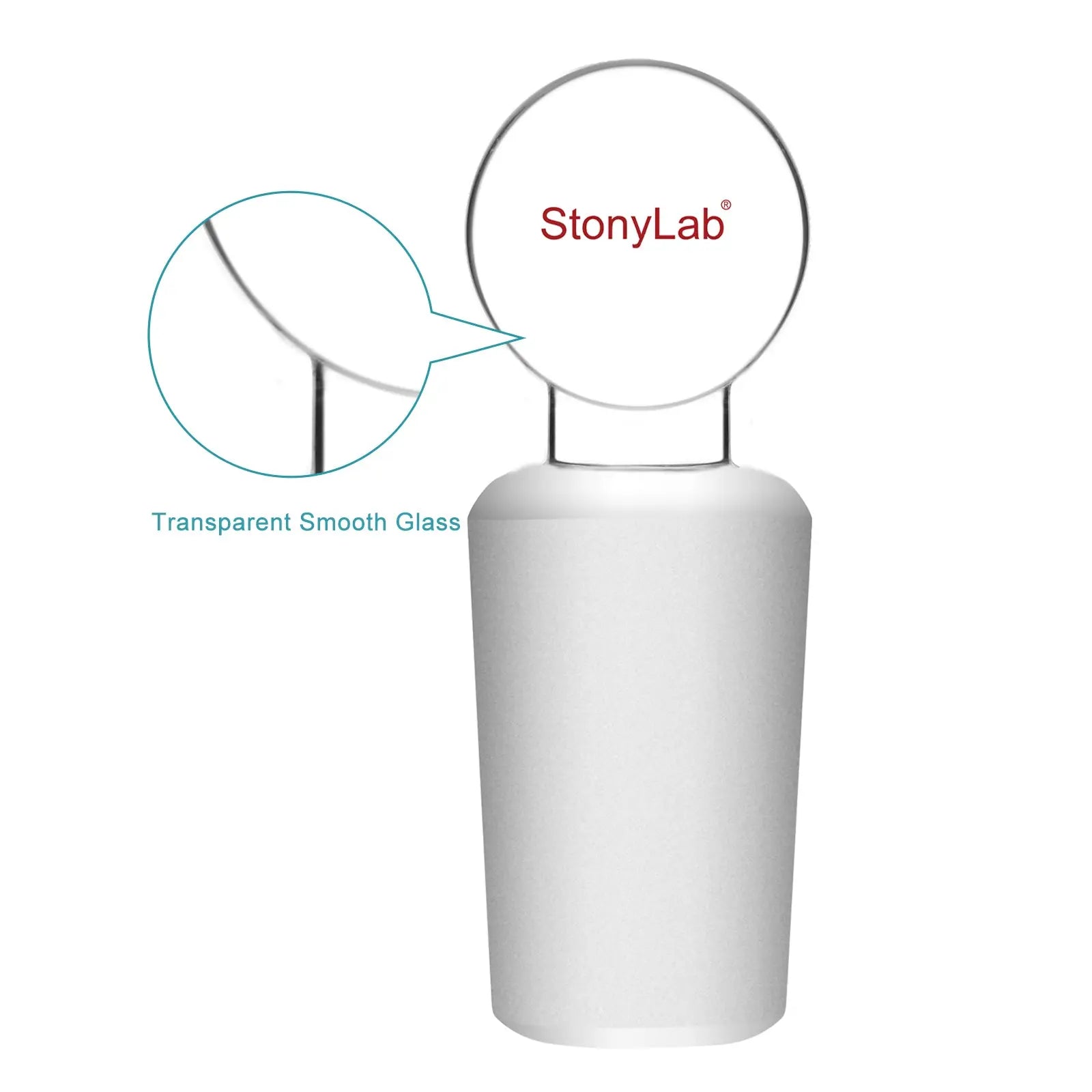 Side view and dimensional layout of the durable StonyLab Glass Stoppers