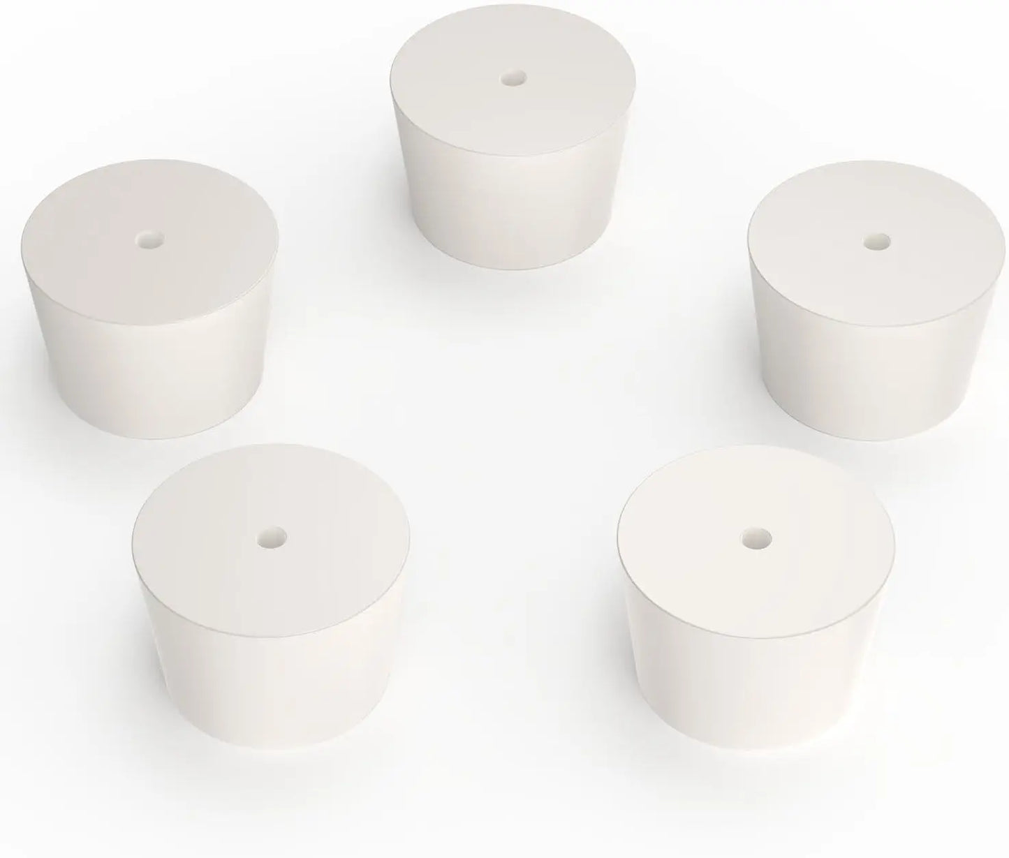 Solid Rubber Stoppers with Single Hole, 5-Pack Stoppers