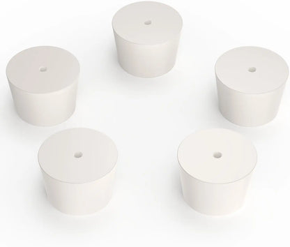 Solid Rubber Stoppers with Single Hole, 5-Pack Stoppers