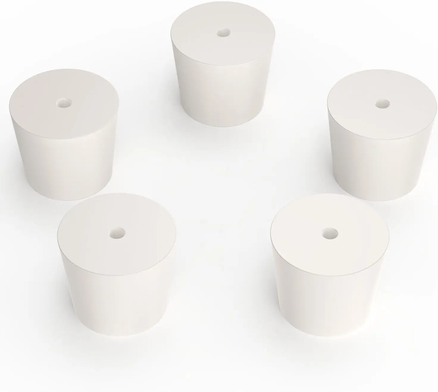 Solid Rubber Stoppers with Single Hole, 5-Pack Stoppers