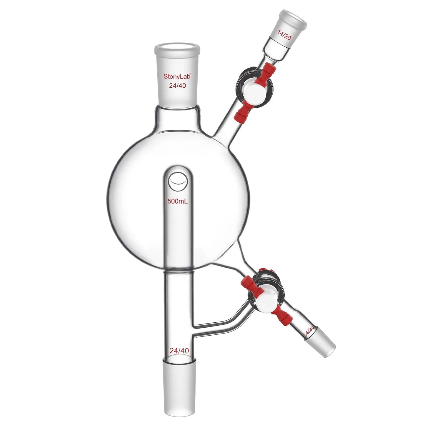 Solvent Still Head 500 ml, 24/40 Top & Bottom, 14/20 Sides