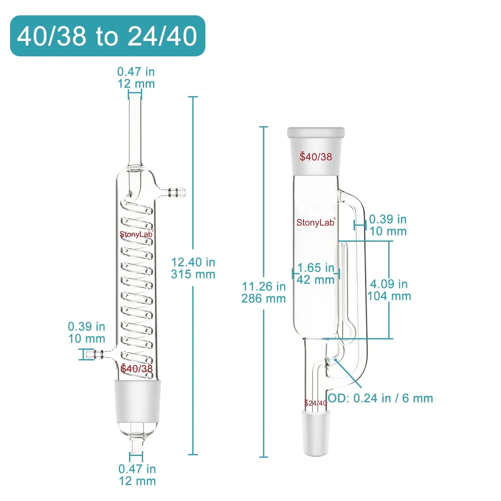 Close-up view showing the precise design and material of StonyLab Soxhlet Extractor Set