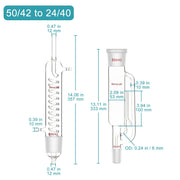 Side view and dimensional layout of the durable StonyLab Soxhlet Extractor Set