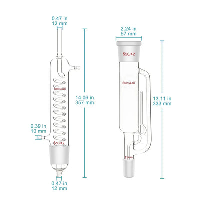 Soxhlet Extractor Set, Graham Condenser, 500ml, 4 Pack Soxhlet Kit