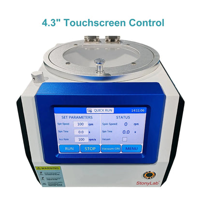 Spin Coater, Max Speed 12,000 RPM, Max Acceleration 30,000 RPM/S, High Precision ±1%, Max 6 inch Substrates, 10 Steps Programmable Spin Coater