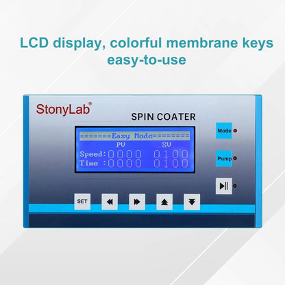 Spin Coater, Max Speed 9999 RPM, Max Acceleration 9999 RPM/S, High Precision ±1%, Max 4-Inch Substrates, 5-Step Programmable Spin Coater