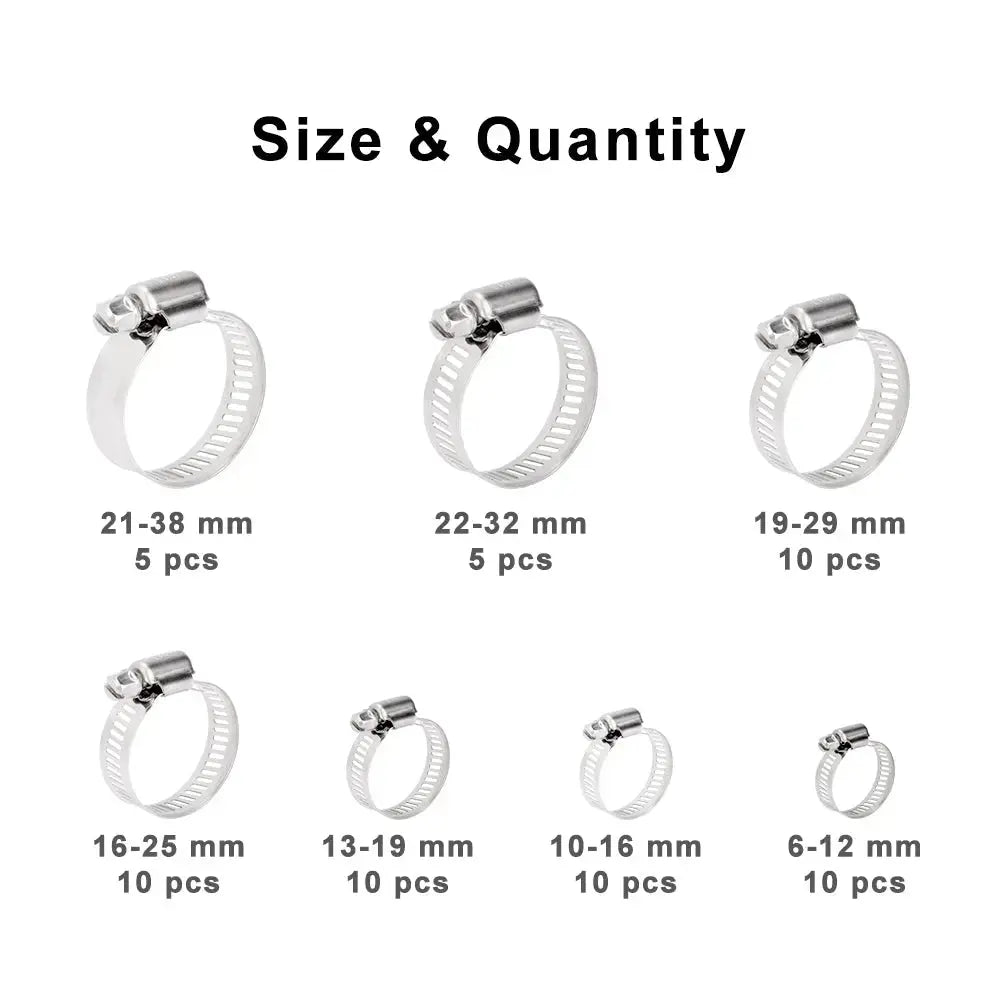 Close-up view showing the precise design and material of StonyLab Hose Clamp Set