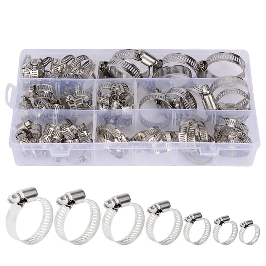 Stainless Hose Clamp Set, 60 Pcs Clamps