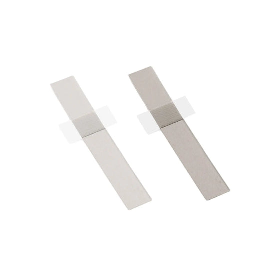 Stainless steel and nickel battery tab set for lithium-ion cell assembly 0.1 × 10 × 43 mm and 52 mm 100 pcs StonyLab