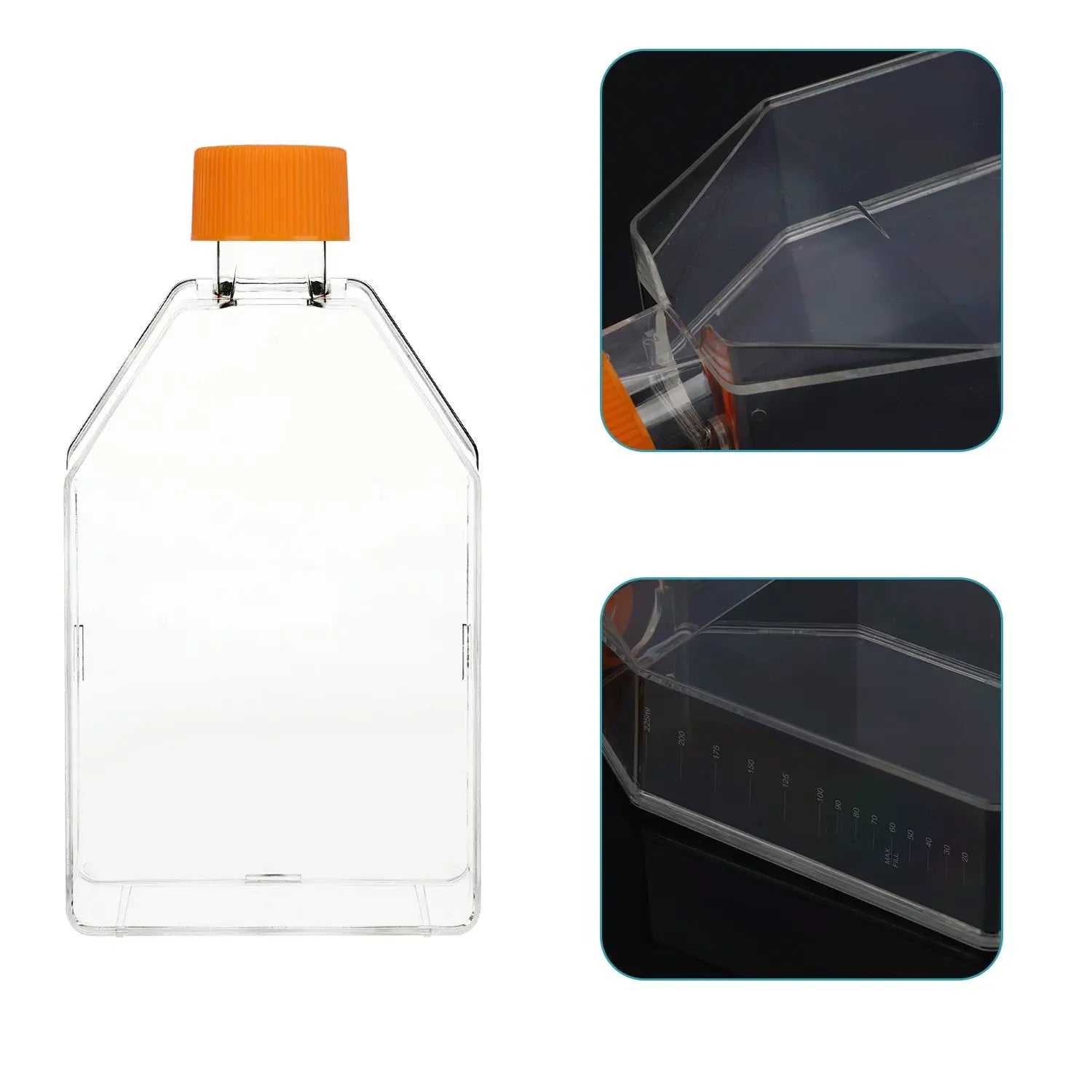 Close-up view showing the precise design and material of StonyLab Sterile Cell Culture Flasks with Breathable Lid