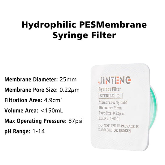 Sterile PES Membrane Syringe Filters, 10 Pack Laboratory Supplies