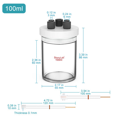 Sealed Electrolytic Cell with Two Electrodes [50-100 ml]