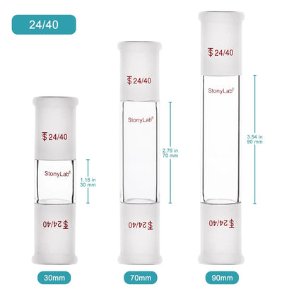 Straight Connecting Adapter, Female Joint to Female Joint, Joint: 14/20, 19/22, 24/40, Length: 30-90mm Adapters-Connecting