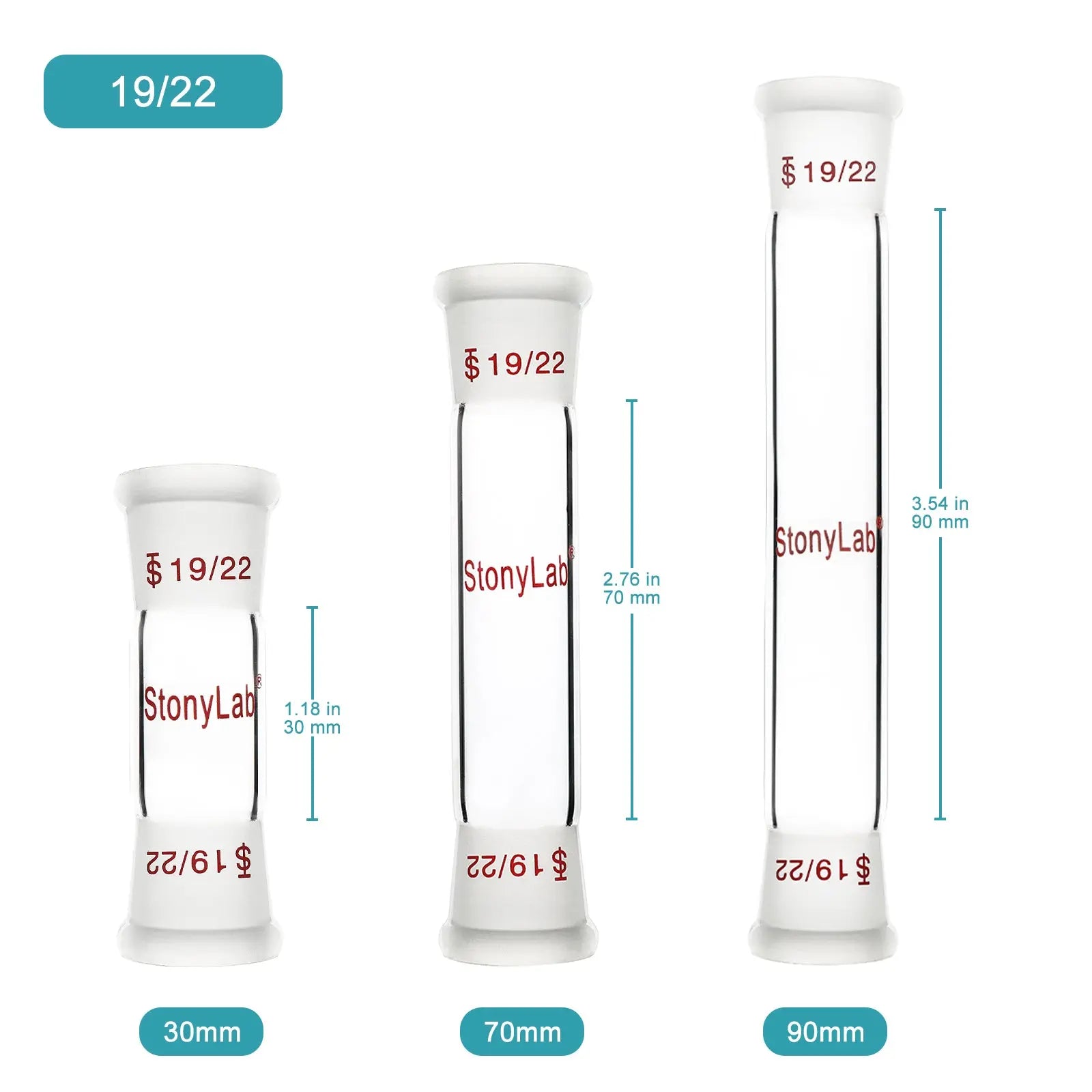 Straight Connecting Adapter, Female Joint to Female Joint, Joint: 14/20, 19/22, 24/40, Length: 30-90mm Adapters-Connecting