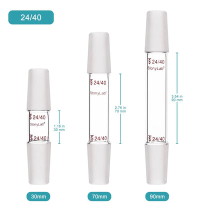 Straight Connecting Adapter, Male Joint to Male Joint, Joint: 14/20, 19/22, 24/40, Length: 30-90mm Adapters-Connecting