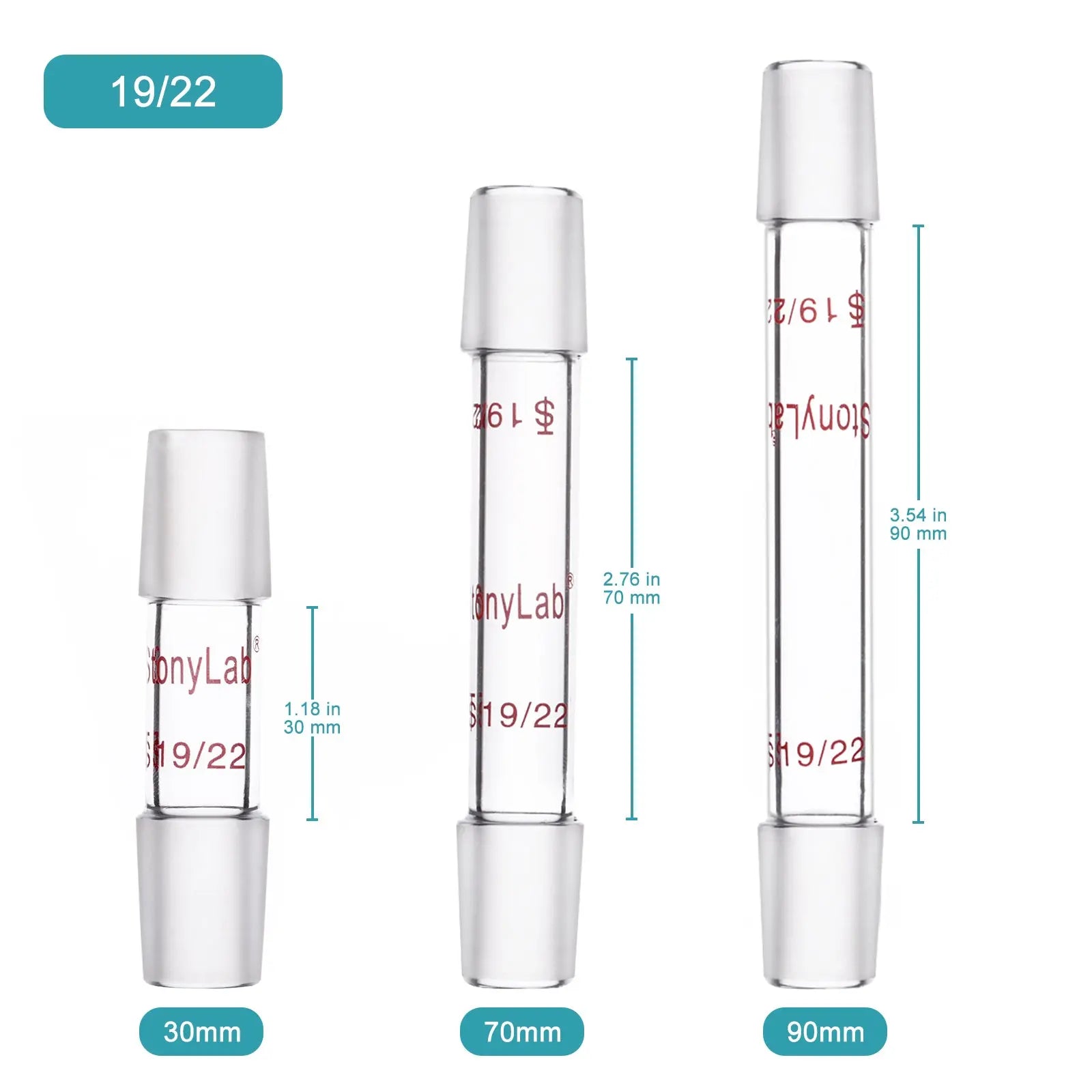 Straight Connecting Adapter, Male Joint to Male Joint, Joint: 14/20, 19/22, 24/40, Length: 30-90mm Adapters-Connecting