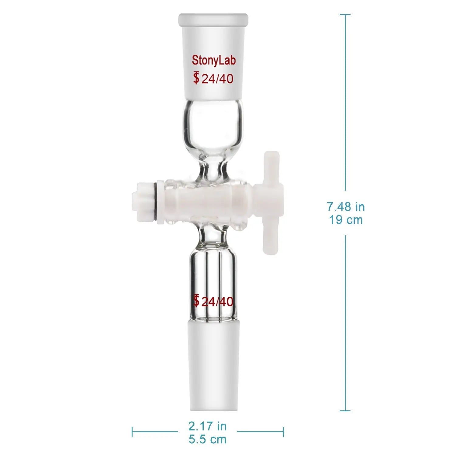 Borosilicate Glass Vacuum Flow Control Adapter Straight - StonyLab