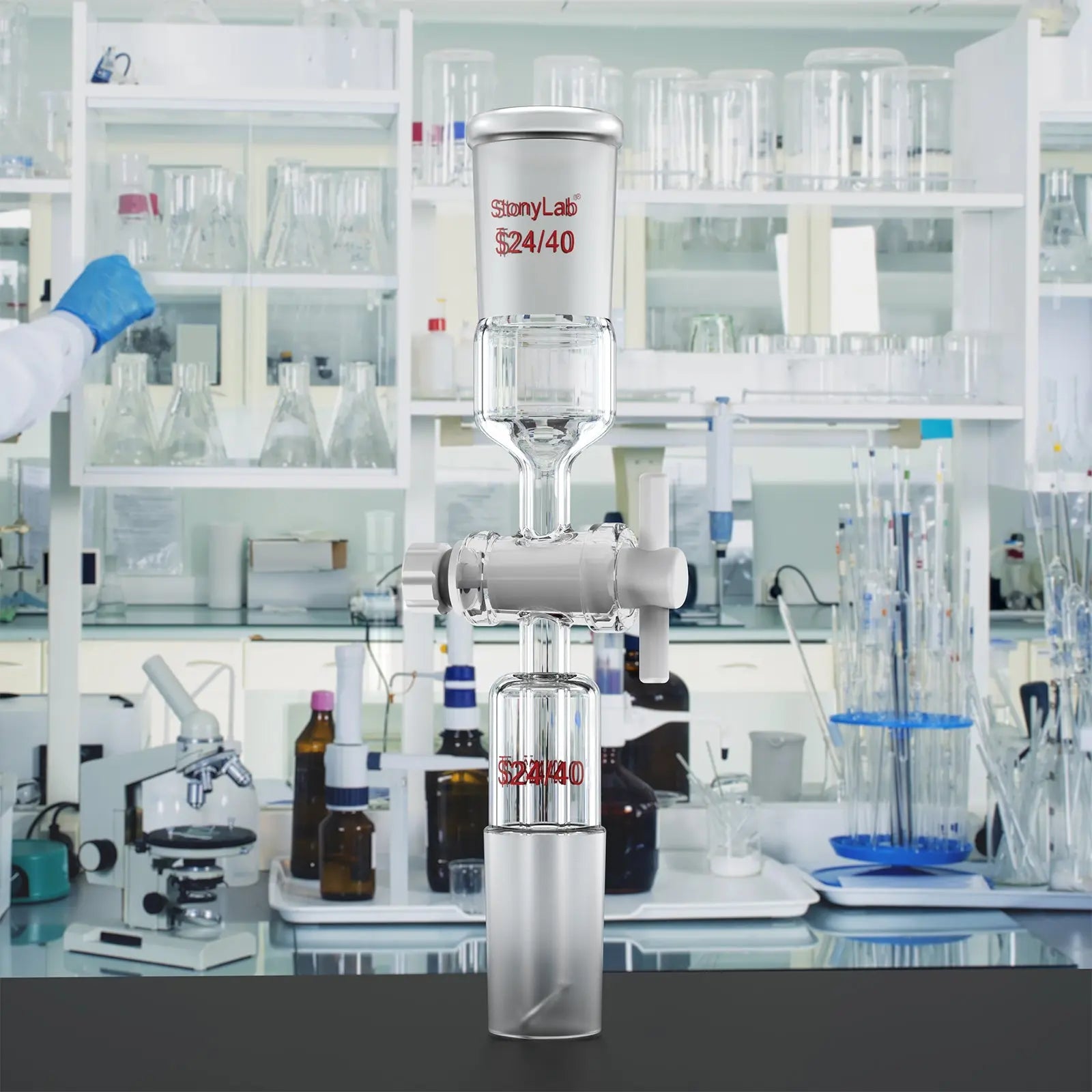 StonyLab Flow Control Adapter with PTFE Stopcock