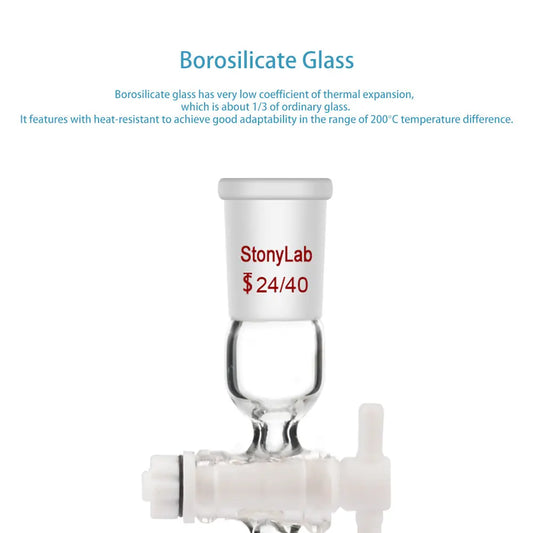 Adattatore Controllo Flusso Vuoto Per Laboratorio - Giunto 24/40 E Rubinetto PTFE - Foto 4