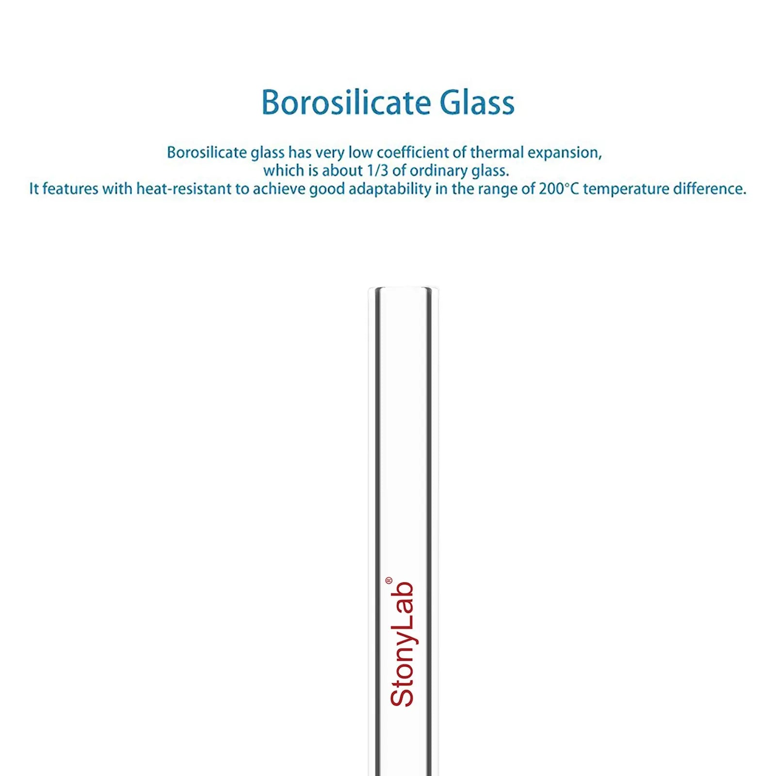 StonyLab Straight Glass Tube heavy duty chemical processing configuration