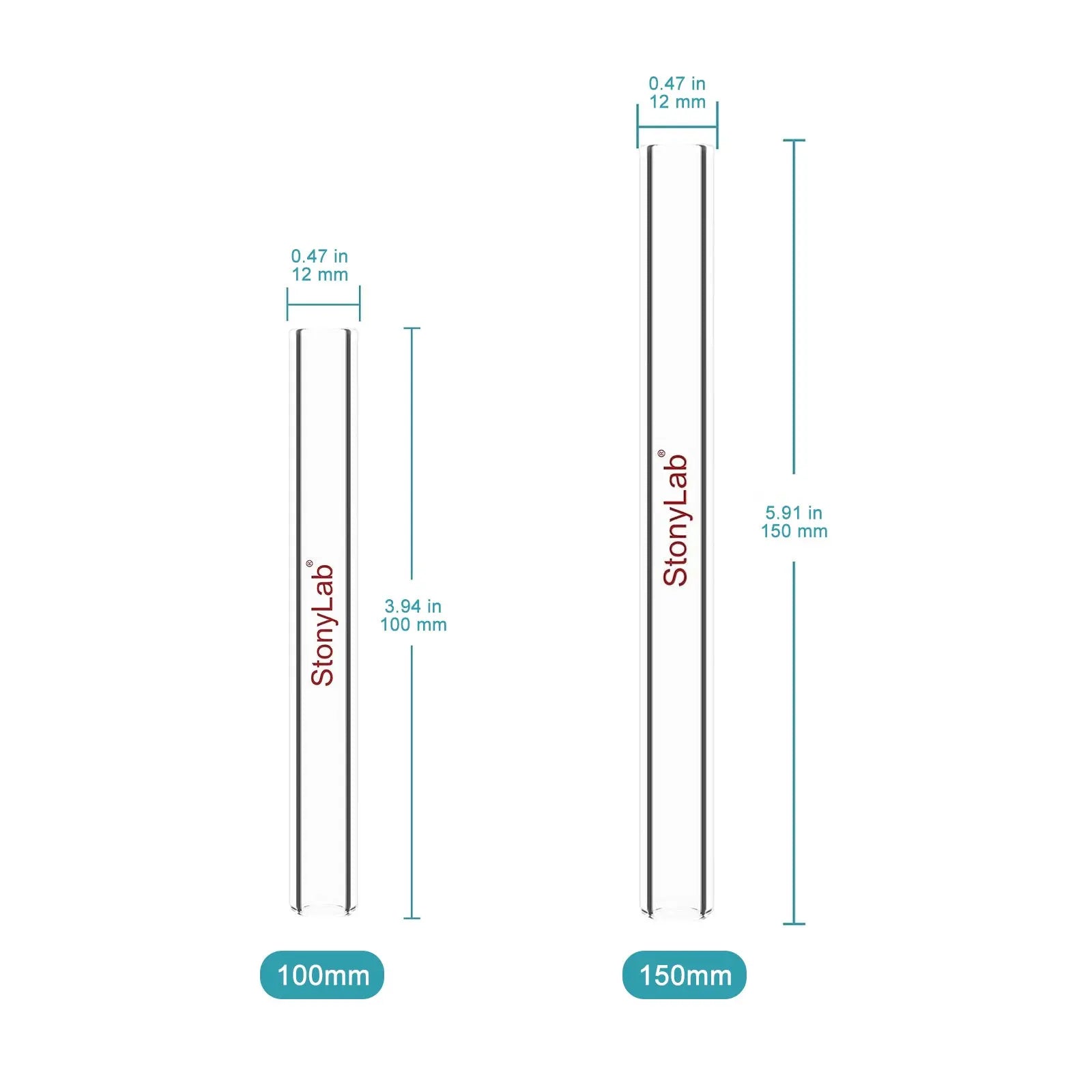 Straight Glass Tube, 10 Pack, 100-150mm Length Adapters-Glass Tube