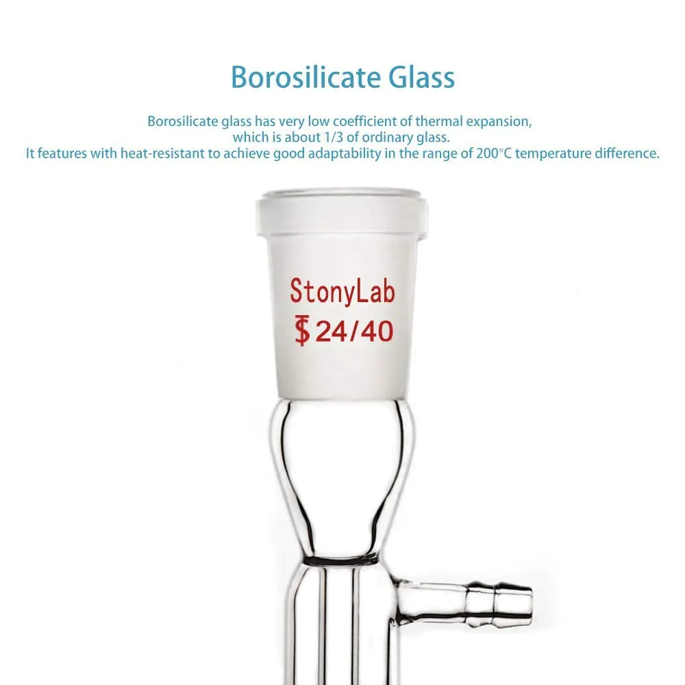 Side view and dimensional layout of the durable StonyLab Straight Vacuum Take-Off Adapter