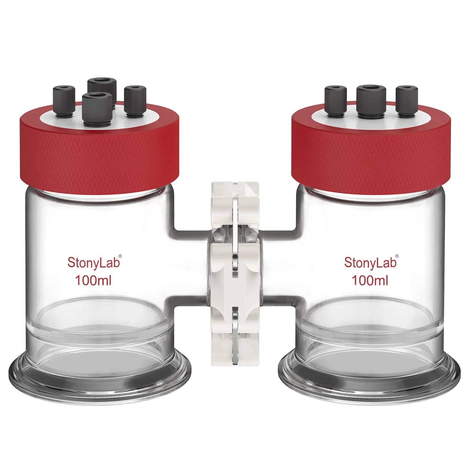 Divided H-cell electrochemical reactor 100 ml dual chamber electrolytic cell for water electrolysis electrosynthesis and three electrode system experiments StonyLab