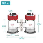 Divided H-cell electrochemical reactor 100 ml dual chamber electrolytic cell for water electrolysis electrosynthesis and three electrode system experiments StonyLab