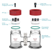 Divided H-cell electrochemical reactor 100 ml dual chamber electrolytic cell for water electrolysis electrosynthesis and three electrode system experiments StonyLab